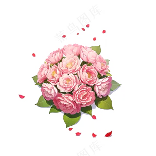 粉色花朵桃花玫瑰免抠素材6