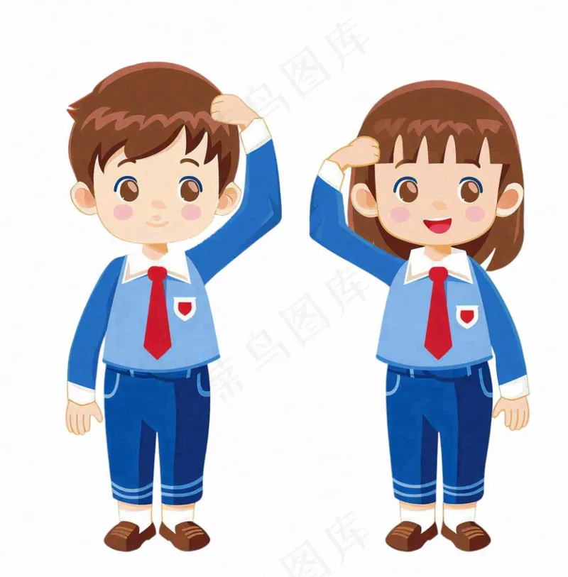 学生校服青少年卡通人物插画免抠(1024x1040)
