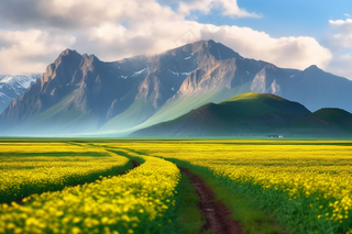 新疆春天草原风光大自然风景摄影图