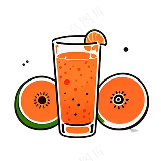 果汁水果简笔画简约食物冷饮