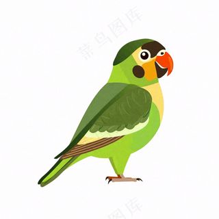 绿色鹦鹉鸟动物卡通插画免抠