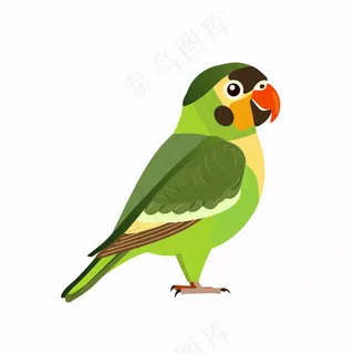 绿色鹦鹉鸟动物卡通插画免抠