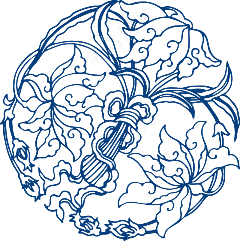 古代青花瓷图案花纹中国风图案祥云纹理传统图腾矢量AI设计免扣素材