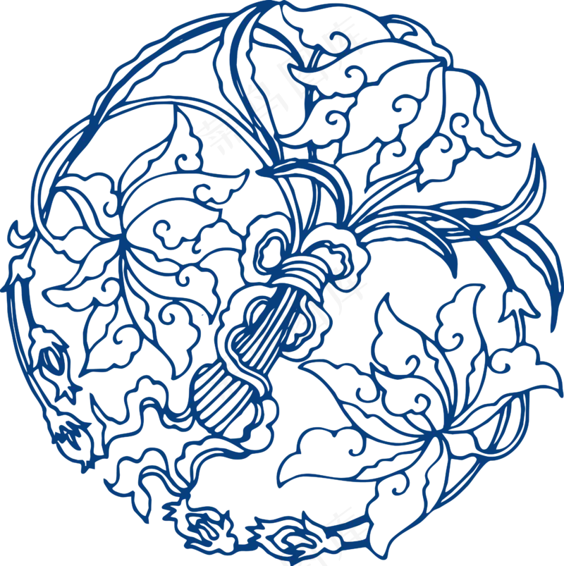 古代青花瓷图案花纹中国风图案祥云纹理传统图腾矢量AI设计免扣素材