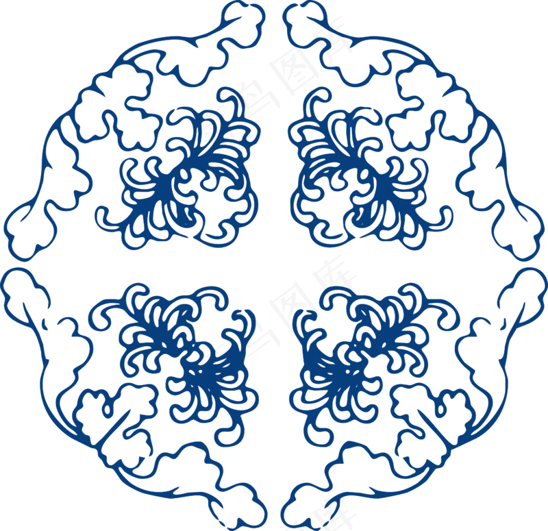 古代青花瓷图案花纹中国风图案祥云纹理传统图腾PNG免扣素材