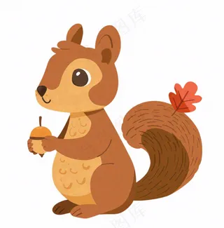 松树抱着松子动物卡通插画免抠