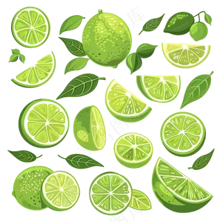免抠切开的水果青柠檬