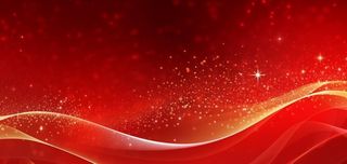 红色喜庆线条曲线科技风粒子流光特效红色展板背景