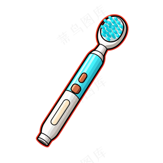 卡通手绘电动牙刷线条插画矢量装饰元素