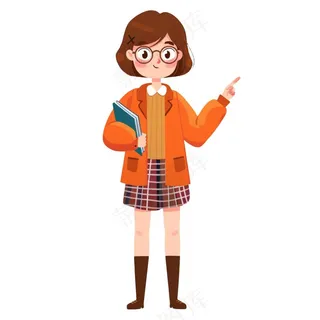 教师学生上课卡通人物插画免抠