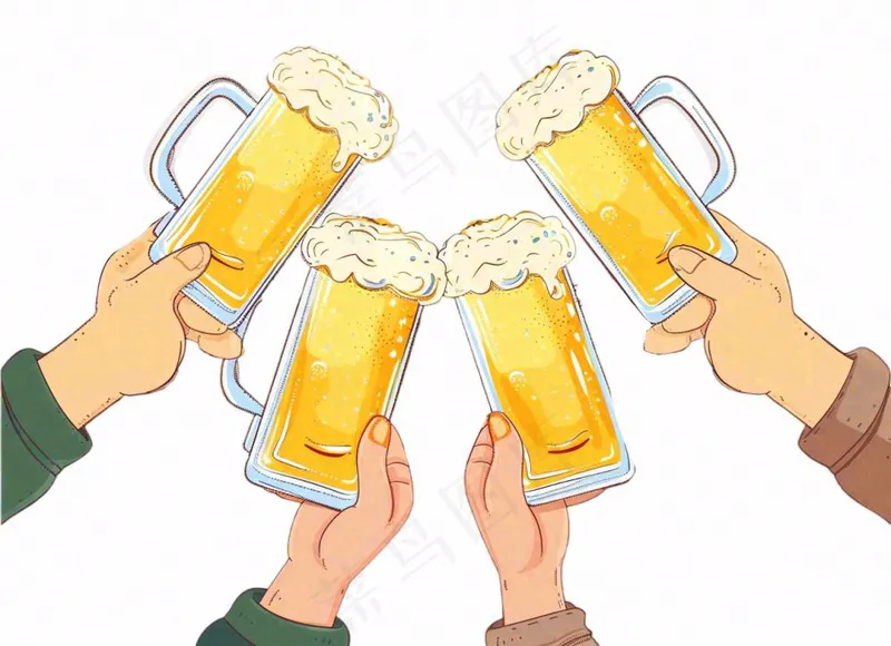 喝啤酒聚会卡通插画免抠(1280x928)
