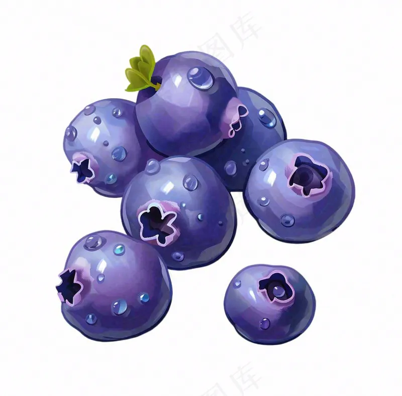 蓝莓水果卡通插画免抠(1040x1024)