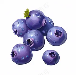 蓝莓水果卡通插画免抠