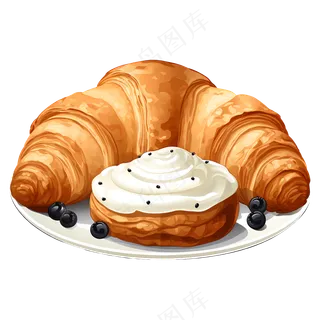 免抠牛角包可颂