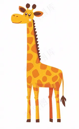 长颈鹿动物卡通插画免抠