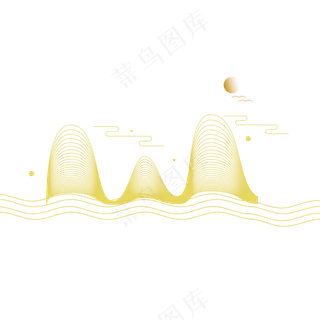 山水波浪祥云中式国风线条31免扣素材