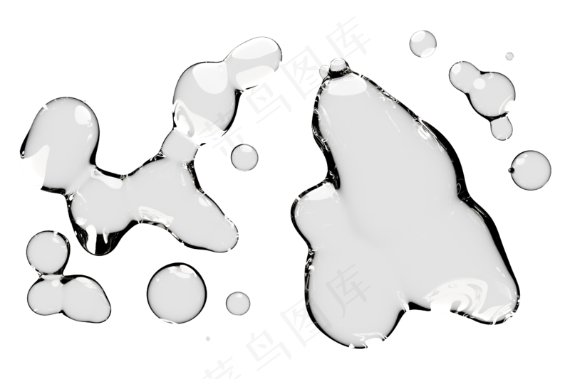 高清日系极简逼真透明水滴液体气泡水珠空气感png免扣素材 (