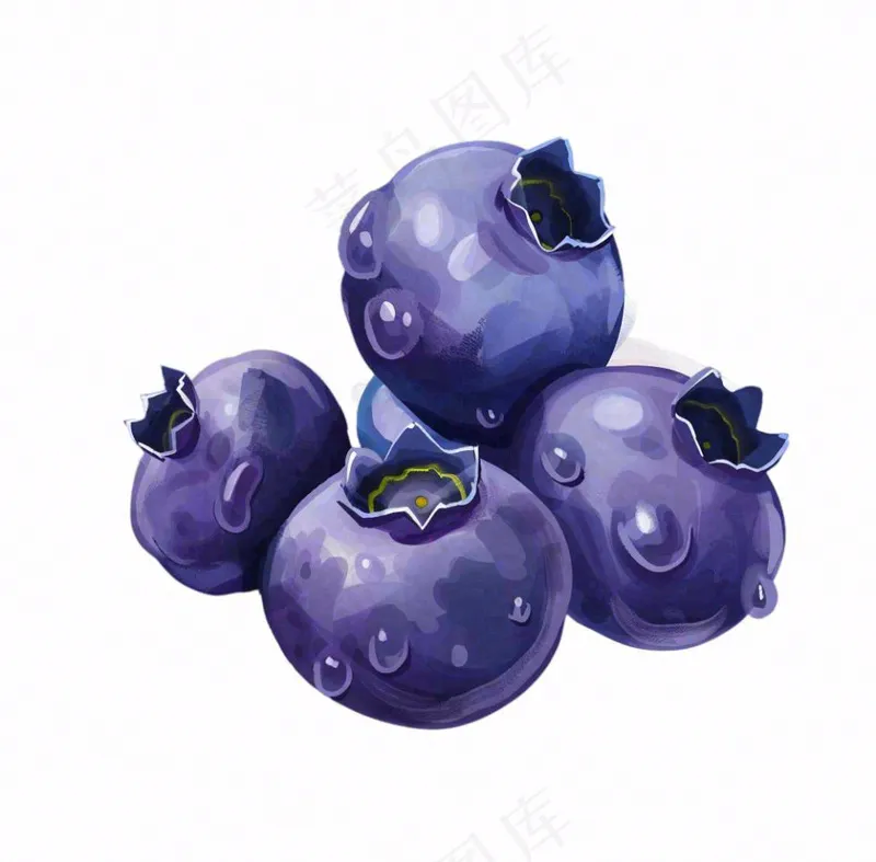 蓝莓水果卡通插画免抠(1040x1024)