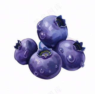 蓝莓水果卡通插画免抠