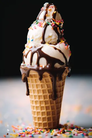 巧克力冰淇淋蛋筒清凉摄影图