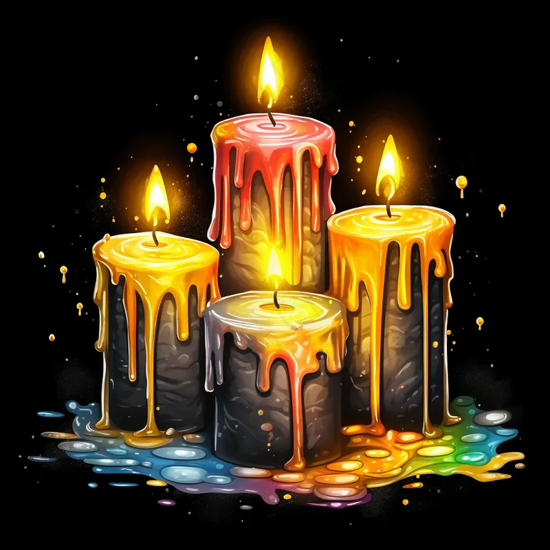 黑暗中的蜡烛灯火光明卡通插画插图背景(3072x3072)