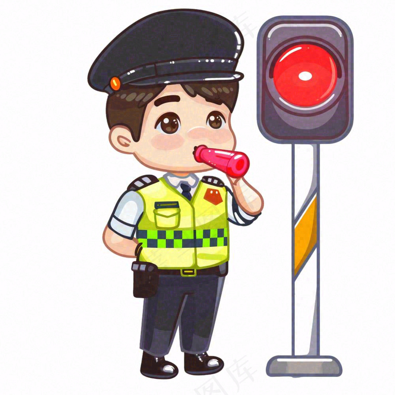 交警警察红绿灯公职劳动人物插画免抠(1024x1024)