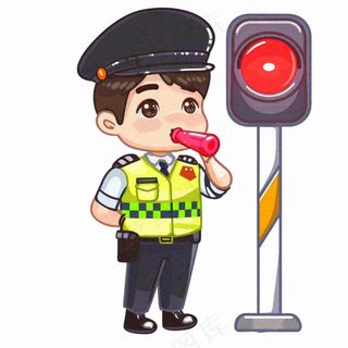 交警警察红绿灯公职劳动人物插画免抠