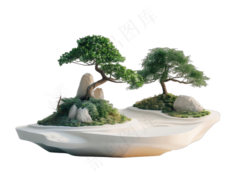 免抠假山盆景植物