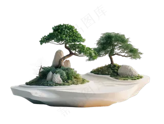 免抠假山盆景植物