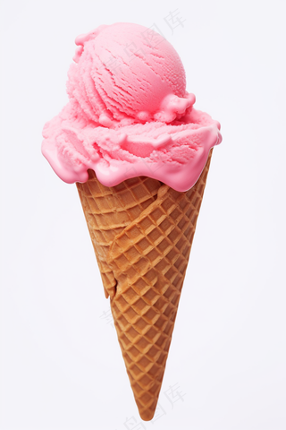 粉色冰淇淋球蛋筒摄影图