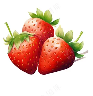 美味草莓可口卡通插画免抠