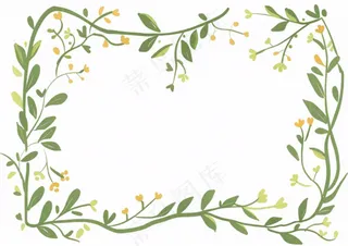 绿叶花环卡通边框免抠
