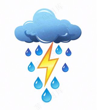 雷雨天气天气卡通插画免抠