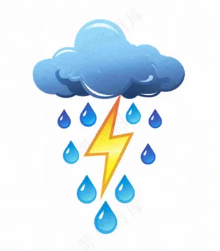 雷雨天气天气卡通插画免抠