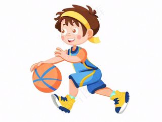打篮球男孩运动员卡通插画免抠
