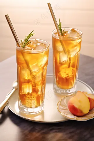 夏日冰镇红茶果茶饮料摄影图