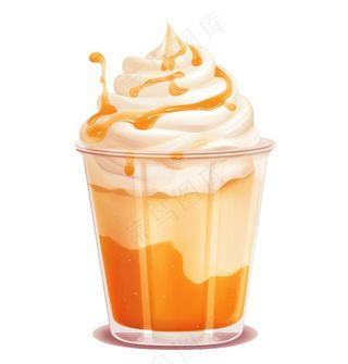 冰淇淋奶茶奶油饮料手绘卡通插画免抠