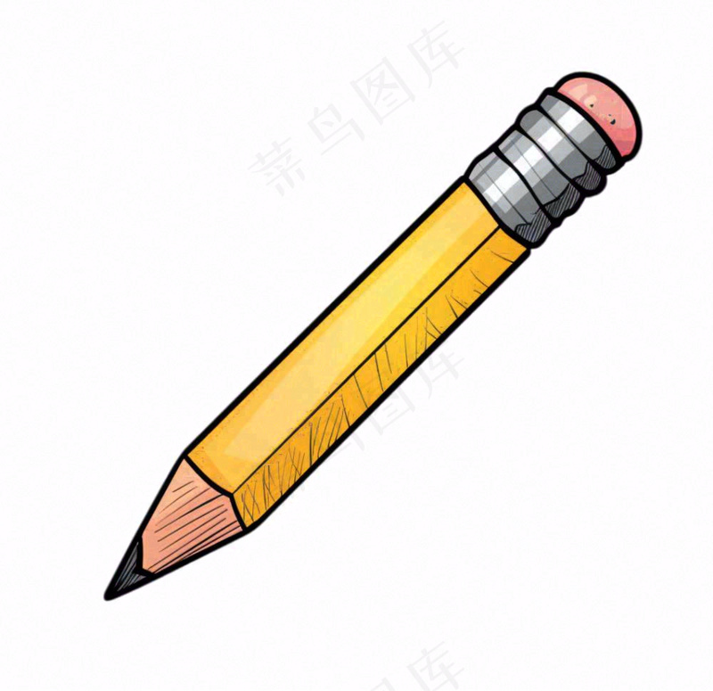 铅笔黄色学习工具卡通插画免抠