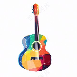 吉他音符乐器音乐卡通插画免抠