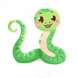 蛇青蛇十二生肖动物卡通插画免抠
