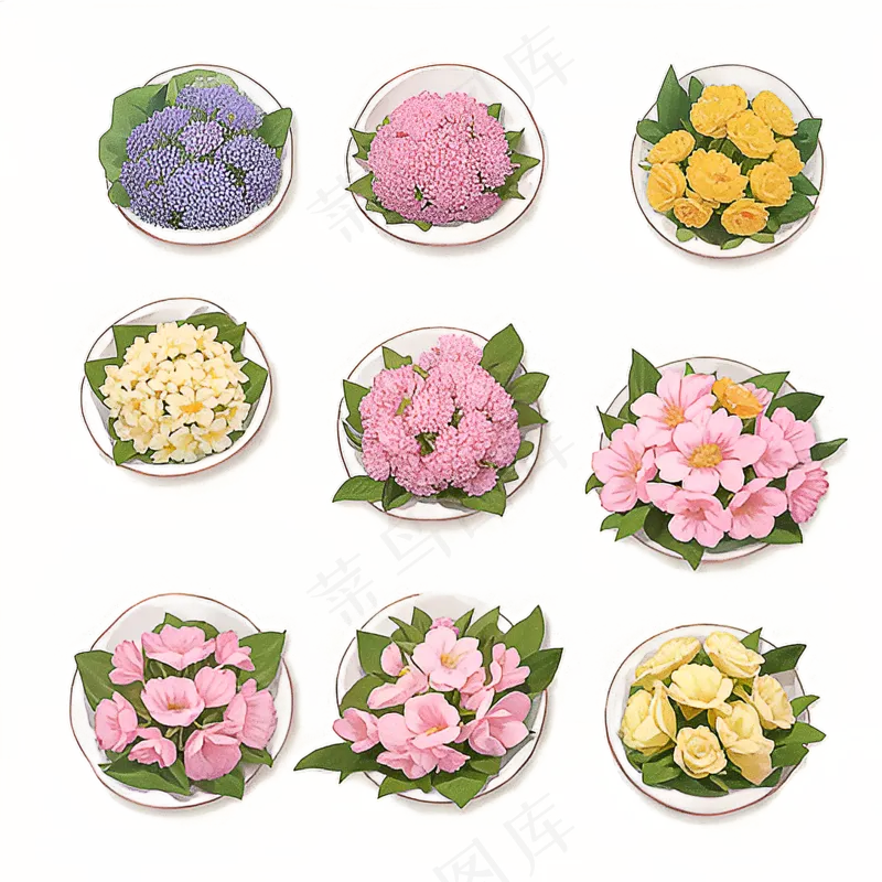 红色黄色粉色玫瑰花免抠素材3