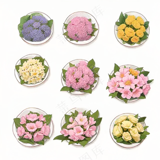 红色黄色粉色玫瑰花免抠素材3