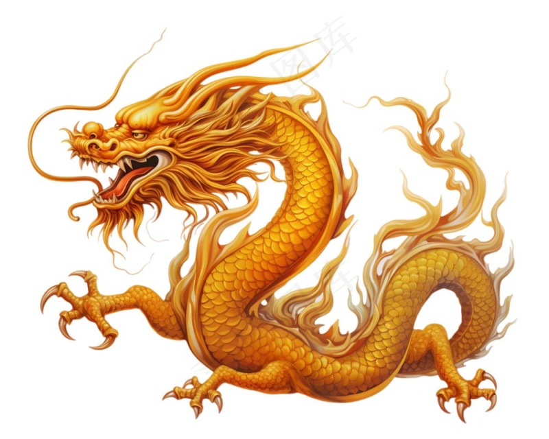 龙金色的龙卡通插画免抠(1200x960)
