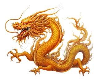 龙金色的龙卡通插画免抠
