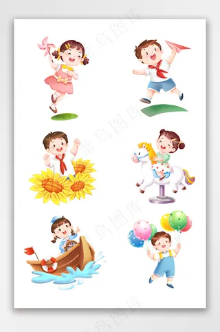 六一儿童节卡通节日人物形象套图