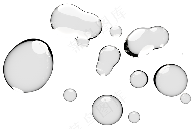 高清日系极简逼真透明水滴液体气泡水珠空气感png免扣素材 (