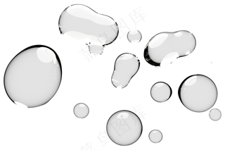 高清日系极简逼真透明水滴液体气泡水珠空气感png免扣素材 (