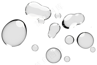 高清日系极简逼真透明水滴液体气泡水珠空气感png免扣素材 (