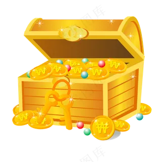 金色财宝箱装饰元素矢量免扣AI素材