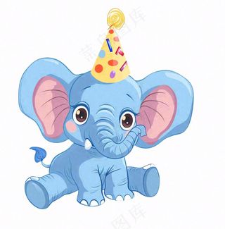 大象动物过生日庆祝卡通插画免抠